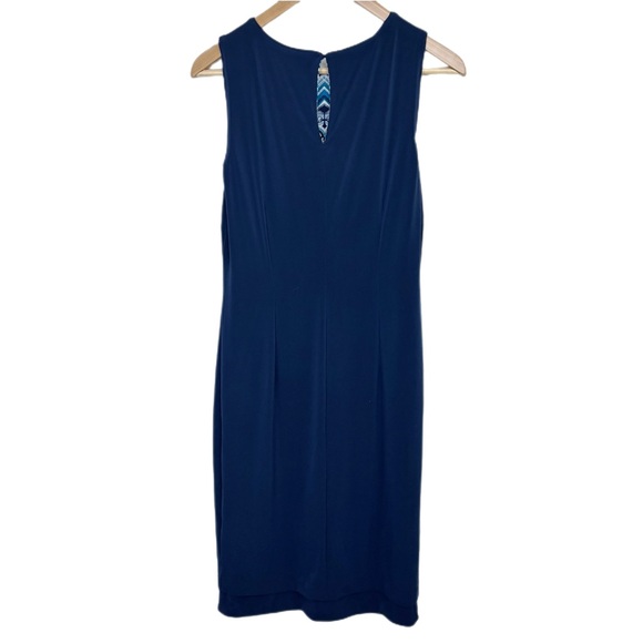 WHBM Reversible Scarf Print Sheath Dress Midi Navy Petrol Blue Size S - Picture 12 of 16